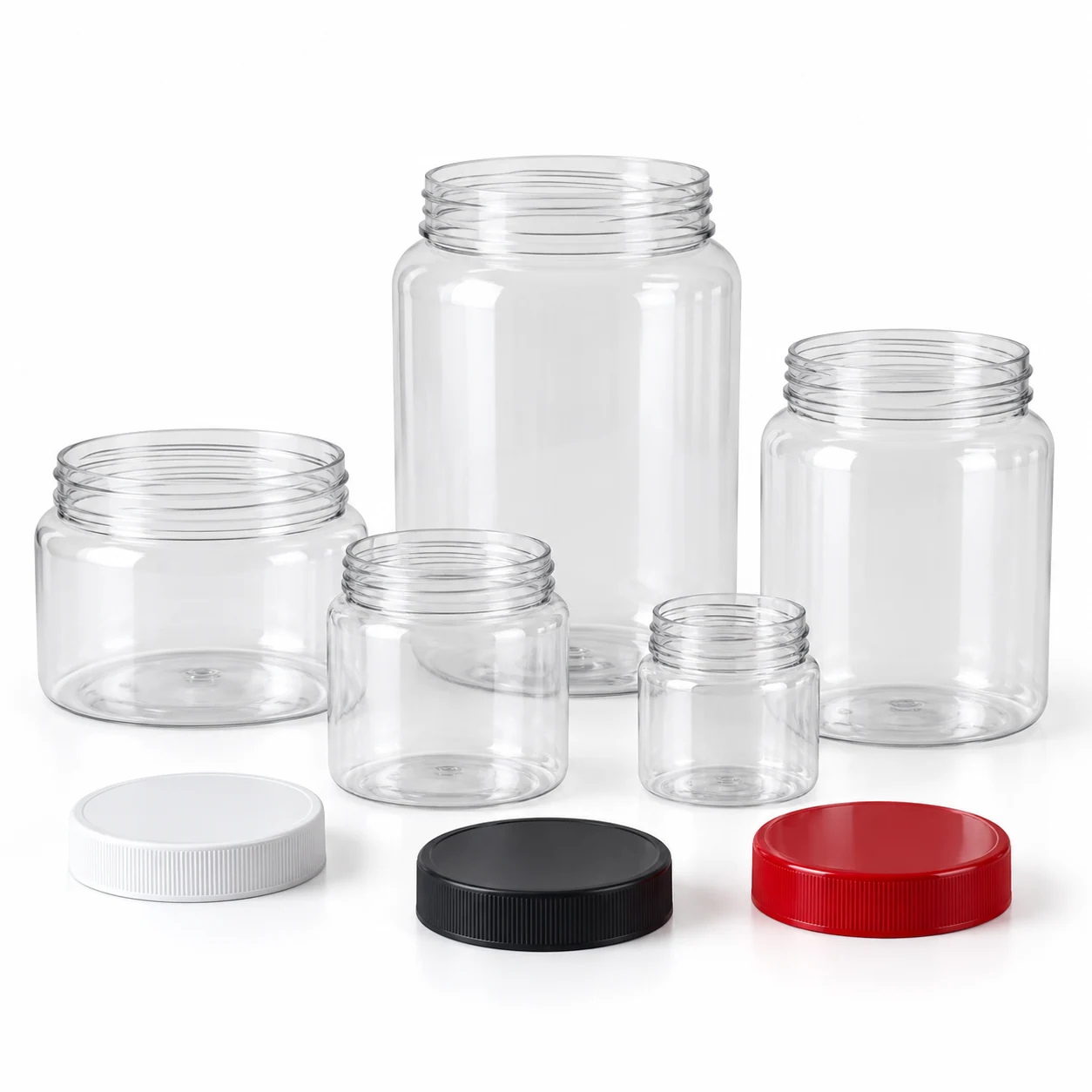 PET Food Jars — empty, unlabeled packaging